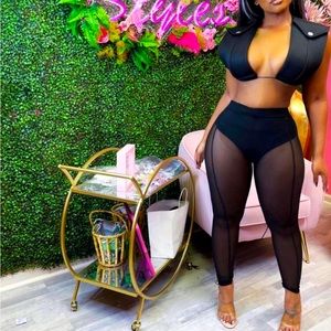 Mesh see through two piece set